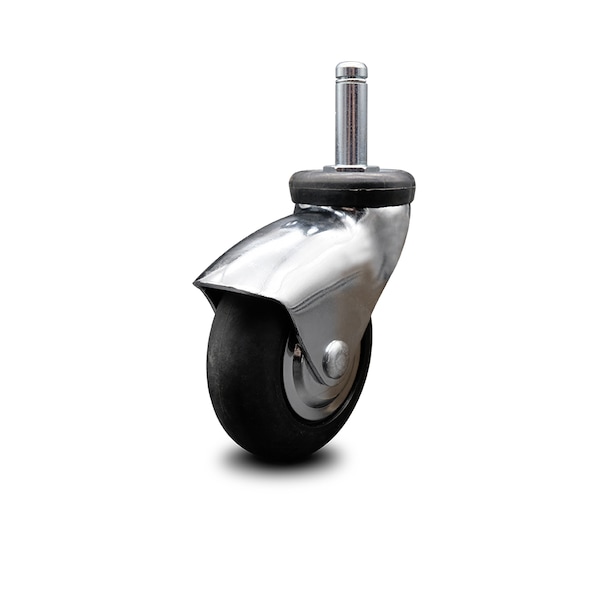 3 Inch Bright Chrome Hooded Neoprene Rubber 3/8 Inch Grip Ring Stem Caster SCC